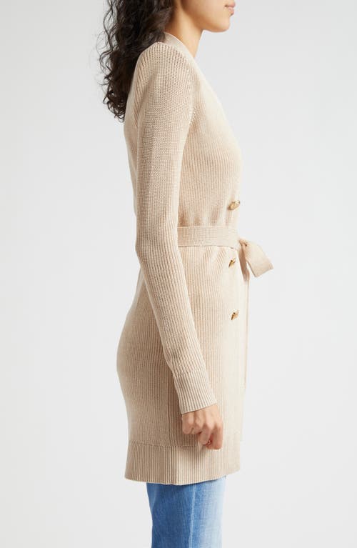L Agence L'agence Noe Metallic Double Breasted Rib Cardigan In Pecan
