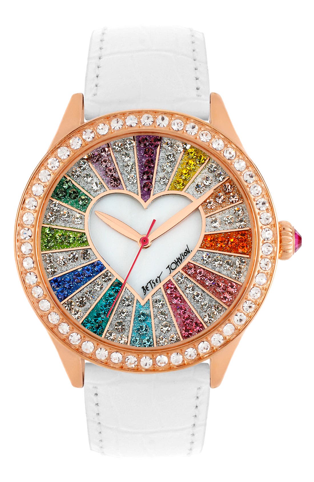 Betsey Johnson Multicolored Crystal Dial Watch, 42mm Nordstrom