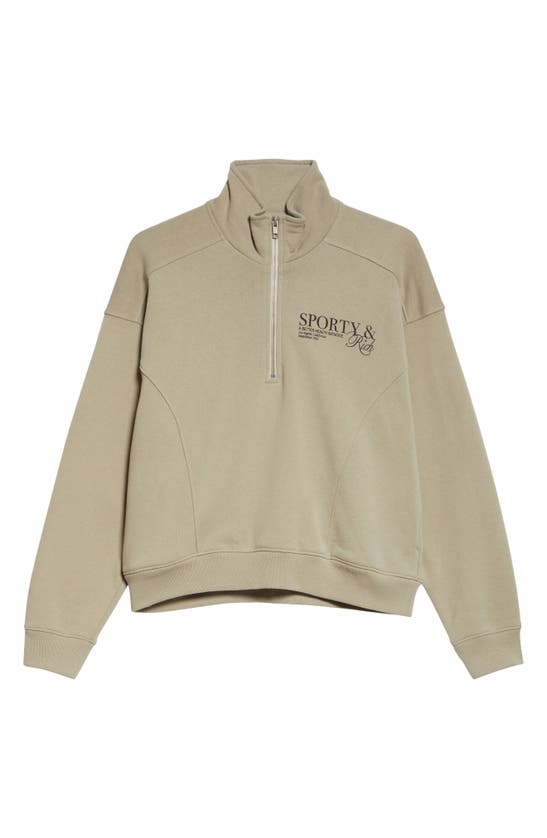 Shop Sporty And Rich Sporty & Rich Logo Detail Quarter-zip Cotton Fleece Sweatshirt In Elephant