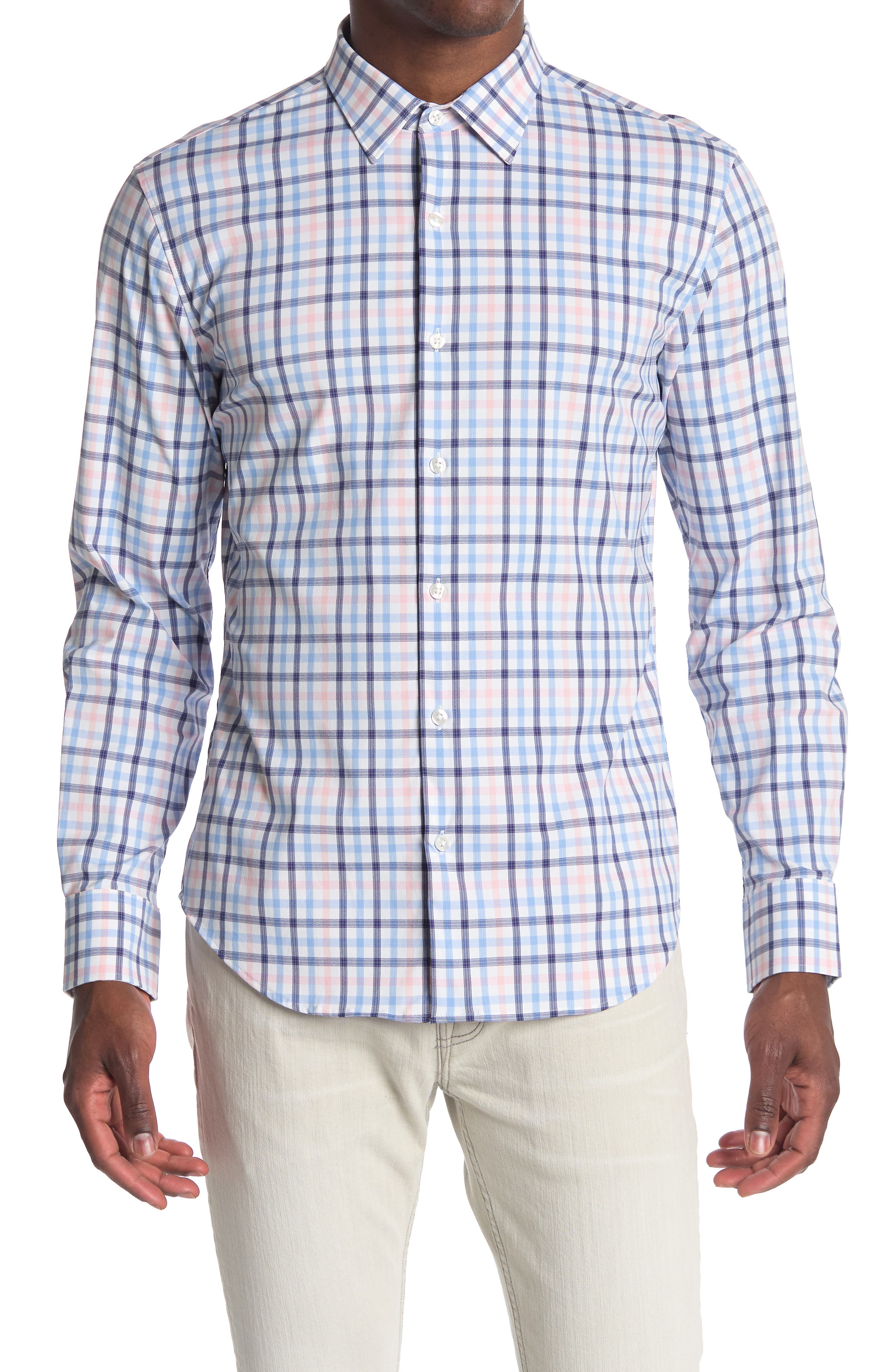 BONOBOS PLAID TECH SLIM FIT SHIRT,194728009107