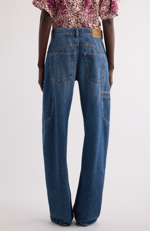 Isabel Marant Jean Beryl Denim Camal Straight Pants In Blue