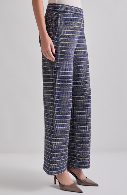 Shop Misook Tweed Straight Leg Pants In Starry Night Blue