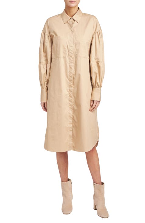Sandrine Long Sleeve Cotton Shift Dress