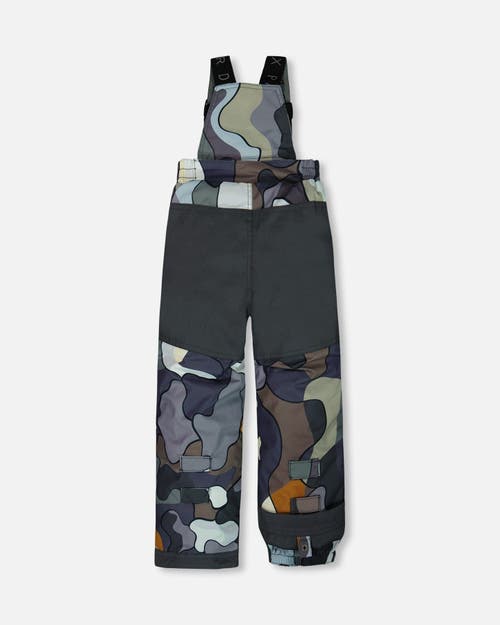 Shop Deux Par Deux Boy's Two Piece Snowsuit Colorblock And Print Camo Dark Gray In Printed Camo