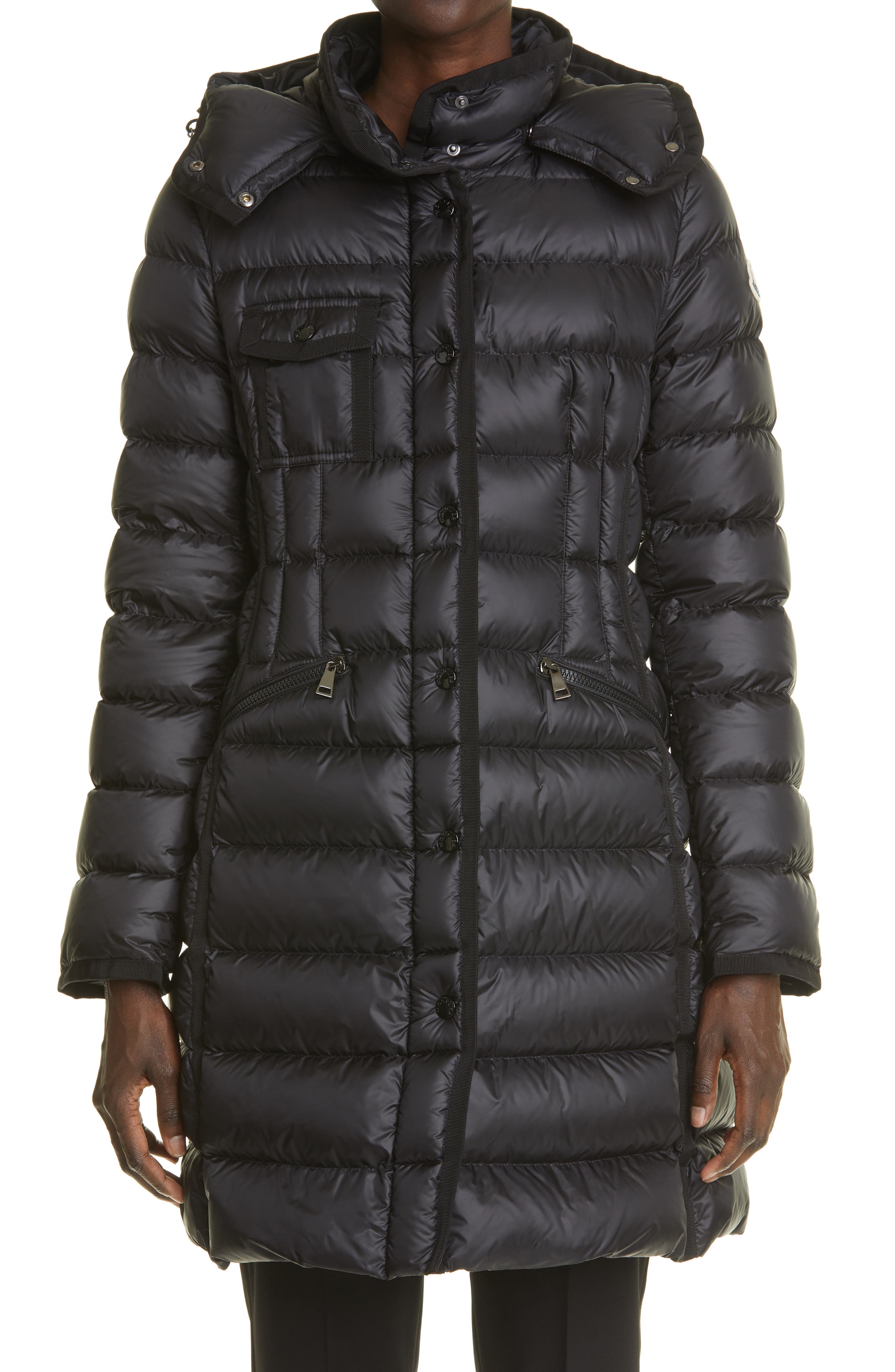 Hermine Grosgrain Trim Quilted Down Puffer Coat