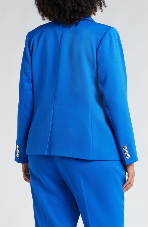 Tahari Asl Faux Double Breasted Twill Blazer In New Royal