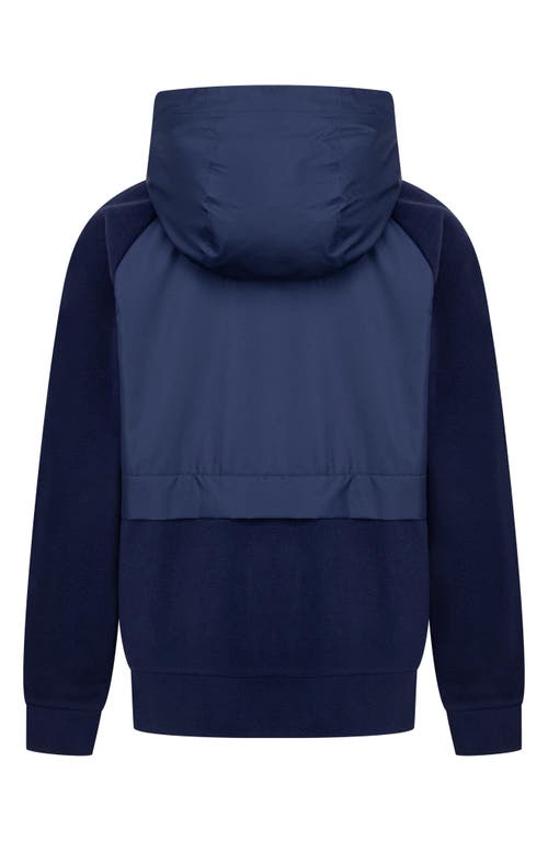 3 Brand Kids' Mixed Media Fleece Zip Hoodie In Midnight Navy
