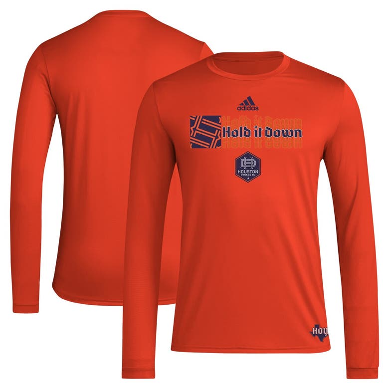 Adidas Originals Adidas Orange Houston Dynamo Fc 2024 Jersey Hook Aeroready Long Sleeve T-shirt