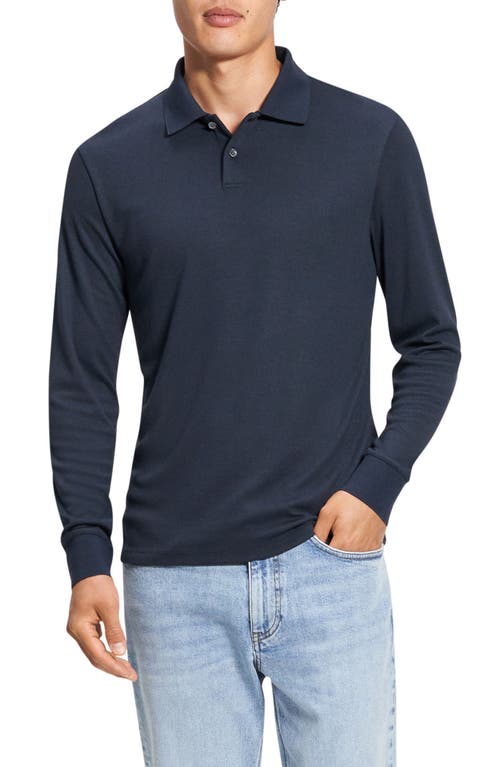 Shop Theory Goris Anemone Milano Long Sleeve Polo In Baltic