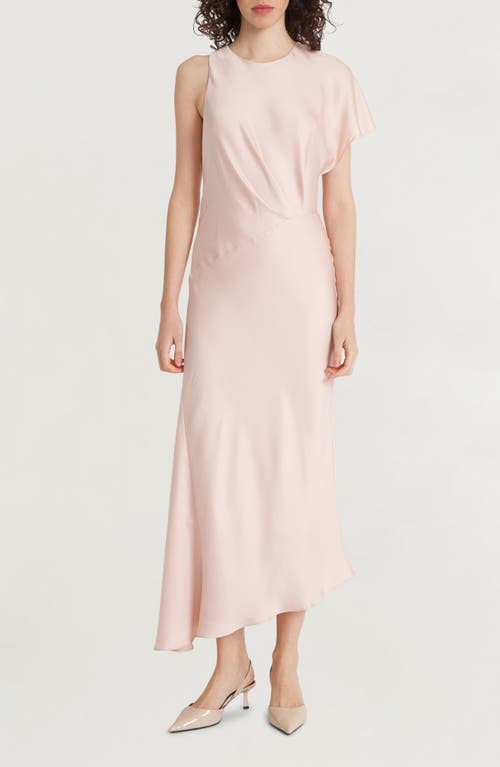 Shop Luxely Asymmetric Satin Dress In Blush