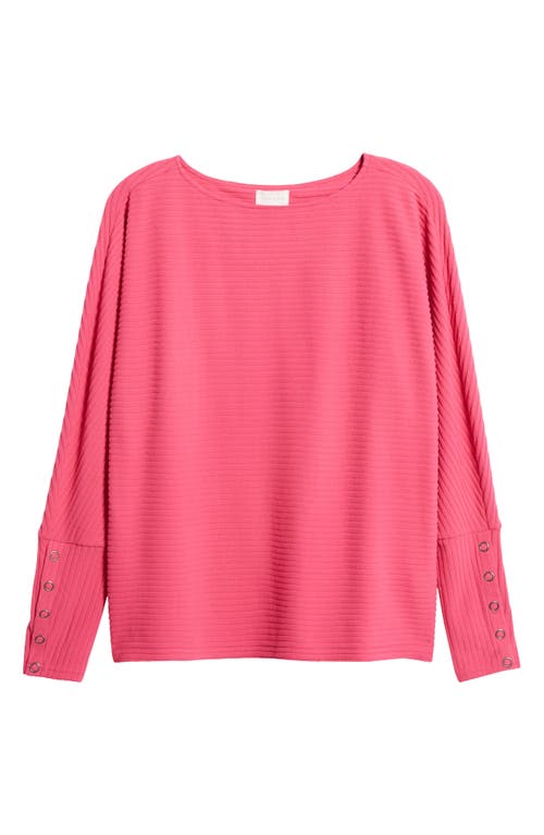 Shop Caslonr Caslon(r) Snap Cuff Dolman Sleeve Rib Top In Pink Electric