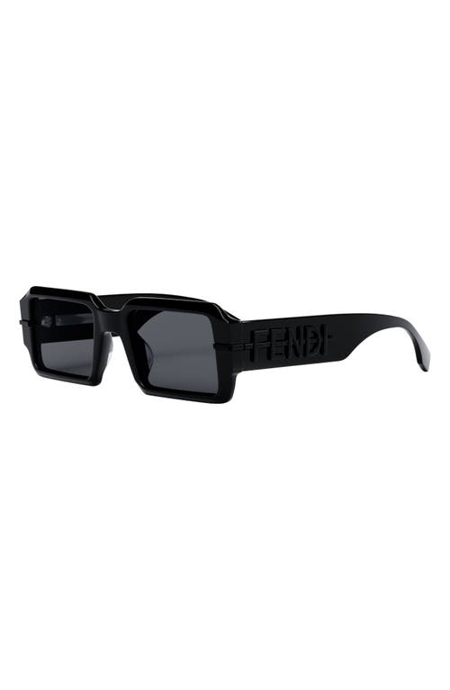 Fendi Graphy 52mm Rectangular Sunglasses In Shiny Black/smoke