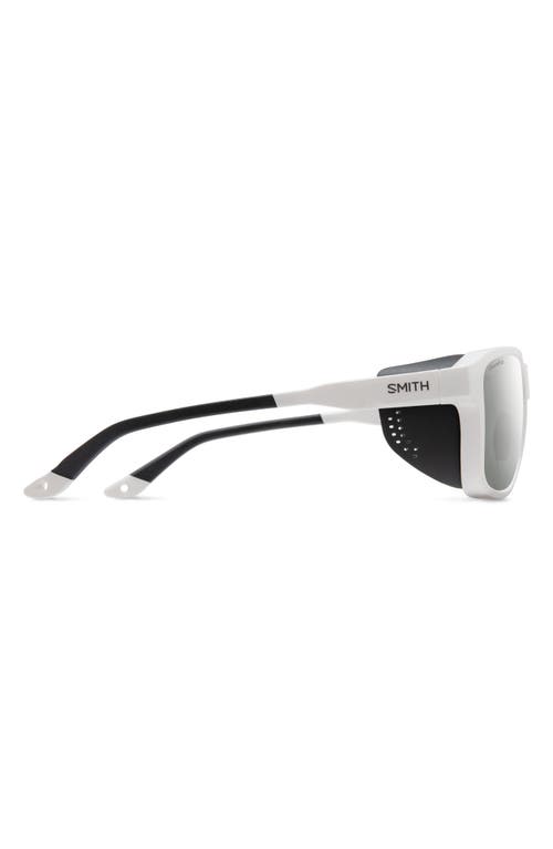 Smith Embark 58mm Chromapop™ Polarized Square Sunglasses In White/platinum Mirror