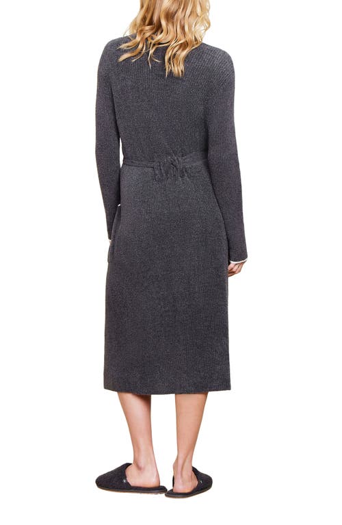 Barefoot Dreams Cozychic Lite Ribbed Midi Robe In Carbon/pearl