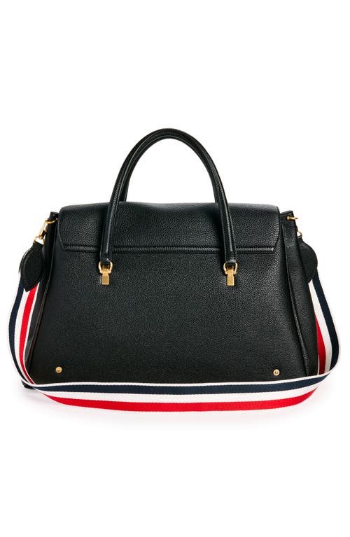 Shop Thom Browne Mr. Thom Soft Pebble Grain Leather Luggage Bag In Black
