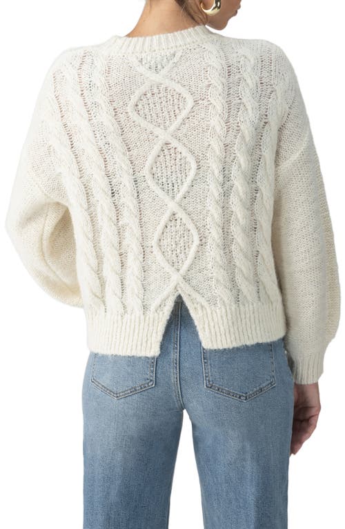 Shop Sanctuary Cozy Cable Stitch Crewneck Sweater In Chalk