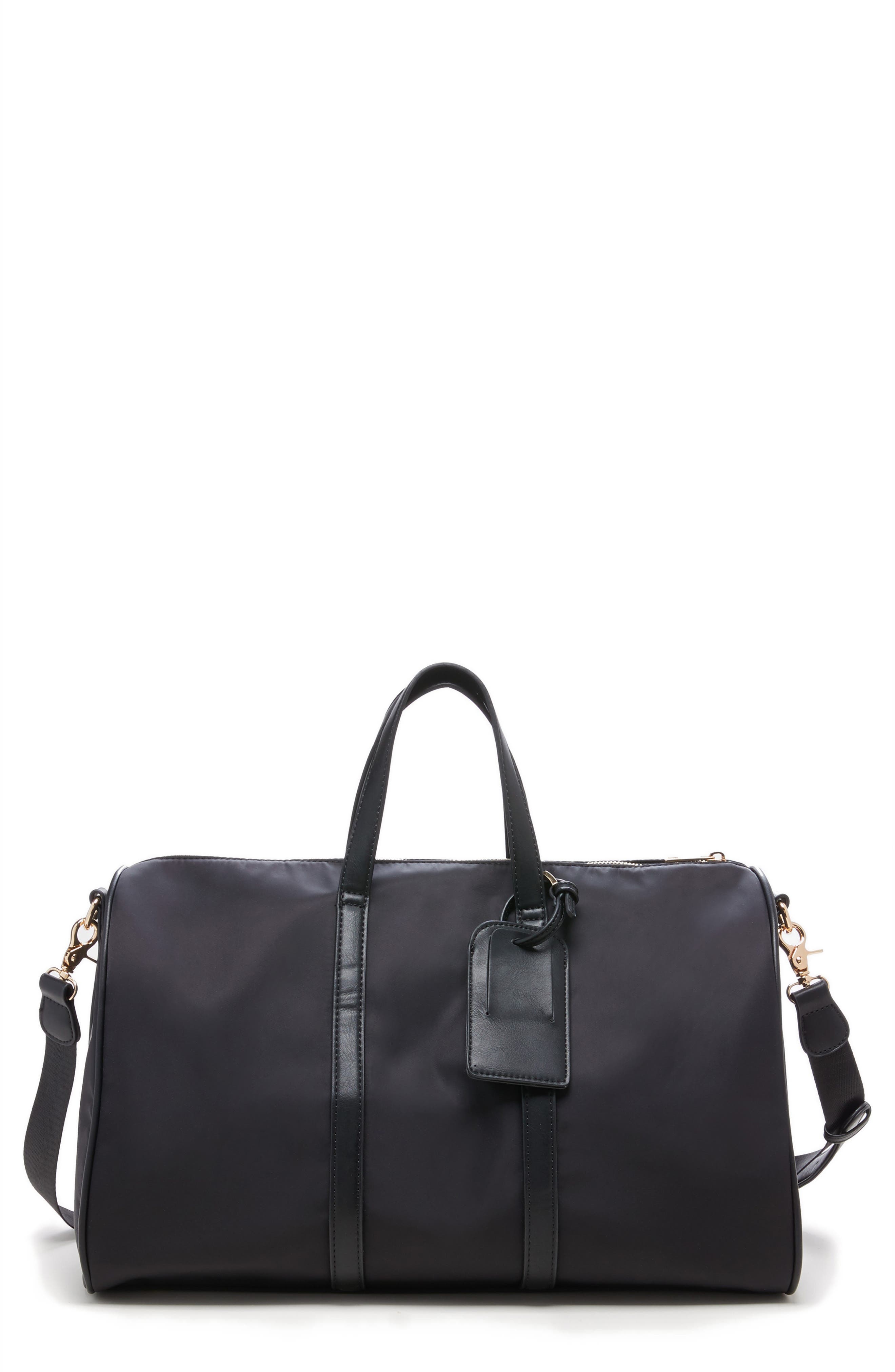 black leather weekend bag