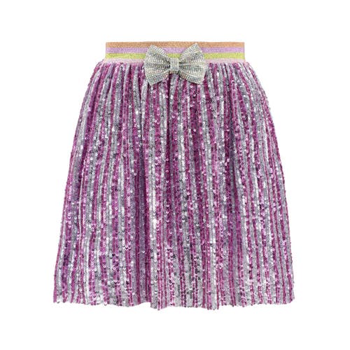 Lola + The Boys Bow Sequin Striped Skirt in Pink 