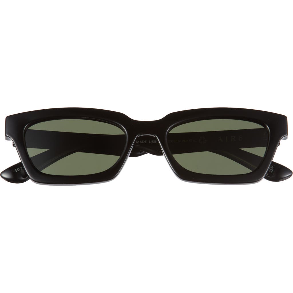 Aire 50mm Sculptor Polarized Rectangular Sunglasses In Black