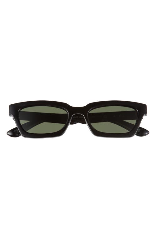 50mm Sculptor Polarized Rectangular Sunglasses in Black /Green Mono Polar