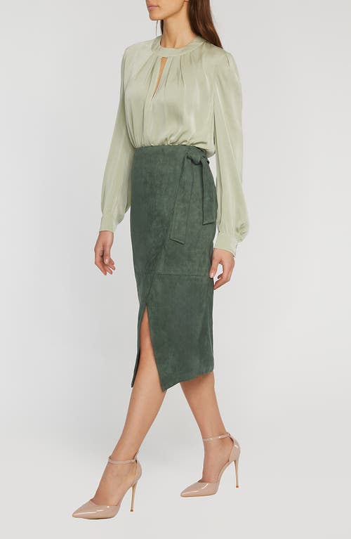 ELIE TAHARI ELIE TAHARI THE DANICA FAUX WRAP FAUX SUEDE SKIRT 