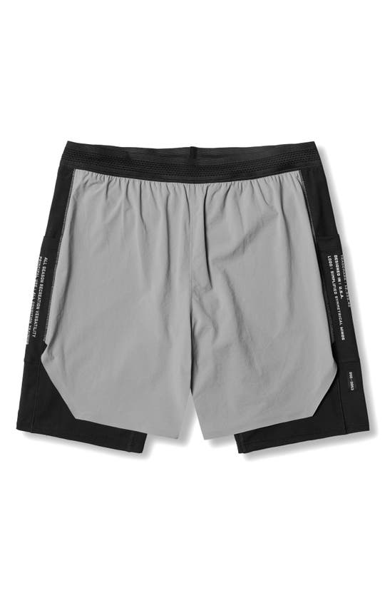 Shop Asrv Aerotex Hybrid Liner Shorts In Slate Grey/ Black