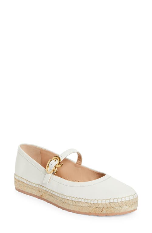 Shop Gianvito Rossi Espadrille Mary Jane Ballet Flat In Blanco