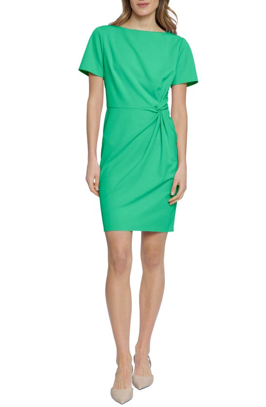 Donna Morgan For Maggy Side Twist Sheath Dress In Bright Jade