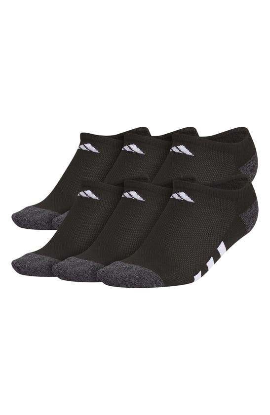 Adidas Originals Kids' Athletic Cushioned No Show Socks In Black/ Onix Grey/ White