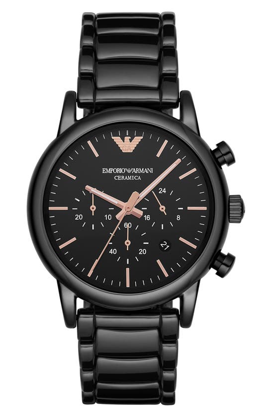 Emporio Armani Dress Bracelet Watch, 43mm In Black/black