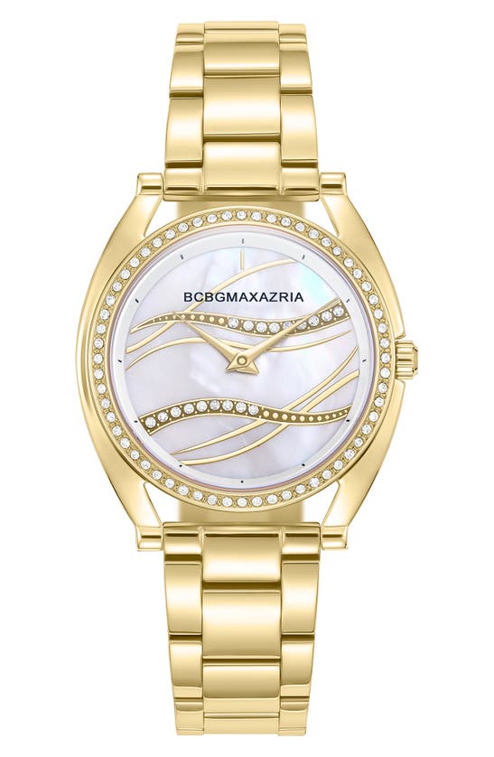 Shop Bcbg Max Azria Classic Mother Of Pearl Dial Bracelet Watch, 33.8mm In Gold