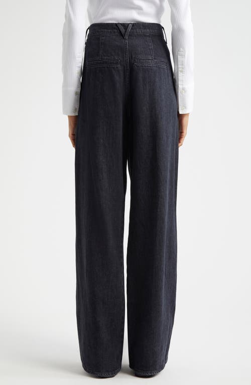 Shop Veronica Beard Mia High Waist Double Pleat Wide Leg Jeans In Washed Onyx