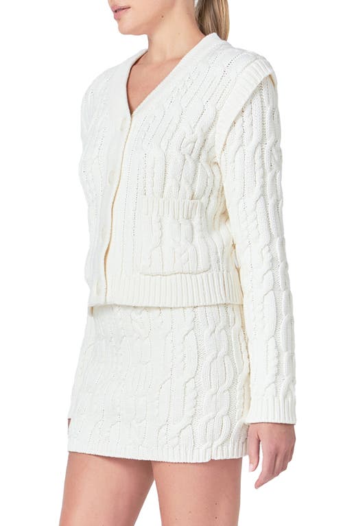 Endless Rose Cable Knit Cardigan Sweater In Ivory