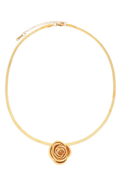 Brai Rose Pendant Necklace in Gold