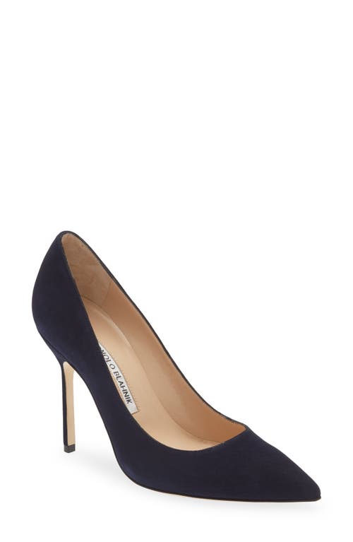 Manolo Blahnik BB Pointed Toe Pump in Navy Suede at Nordstrom, Size 4Us