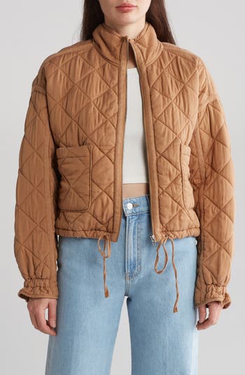 Winter Dreams Beige Quilted Cropped Puffer Jacket