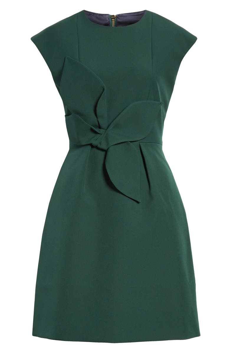 TED BAKER LONDON Polly Structured Bow Minidress, Alternate, color, DARK GREEN