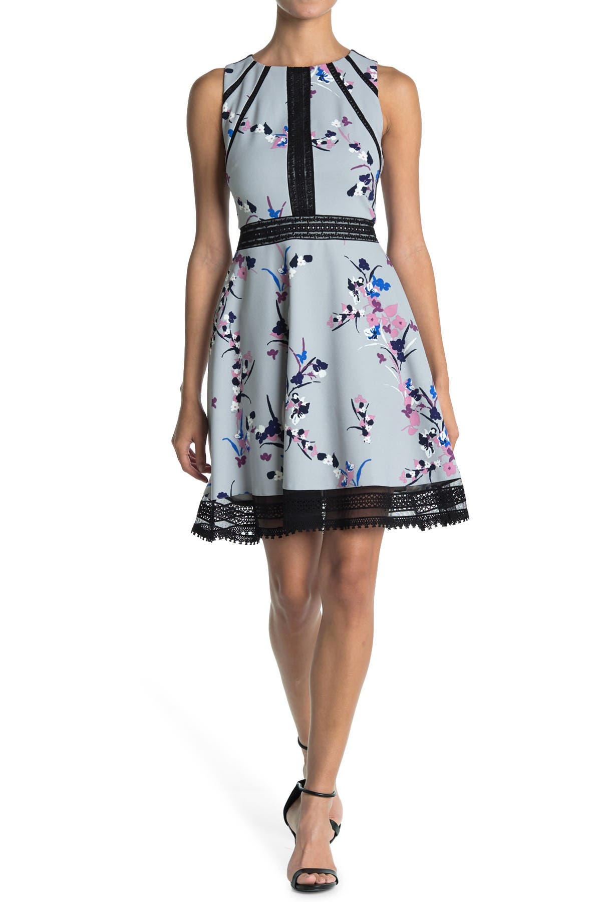 floral print fit and flare dress