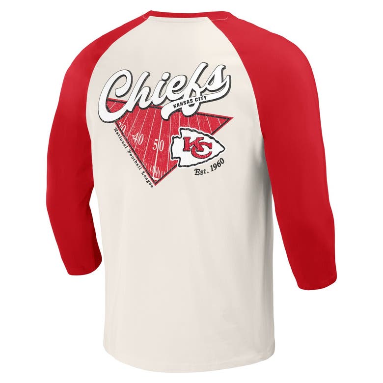 Shop Darius Rucker Collection By Fanatics Red/white Kansas City Chiefs Raglan 3/4 Sleeve T-shirt