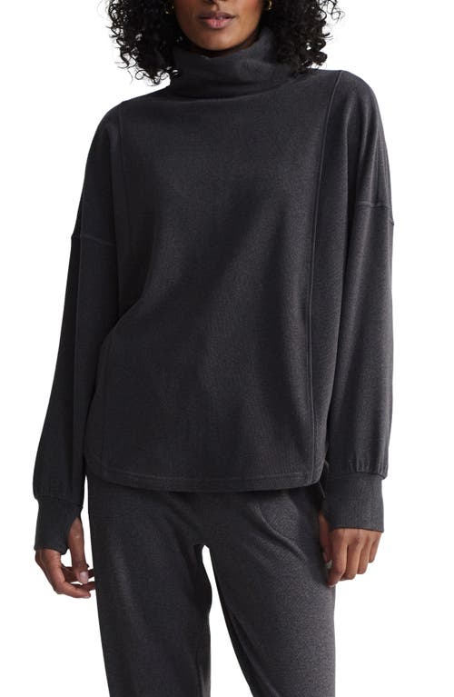 Varley Rainer Roll Neck Midlayer Sweatshirt In Black Marl In Black Marl