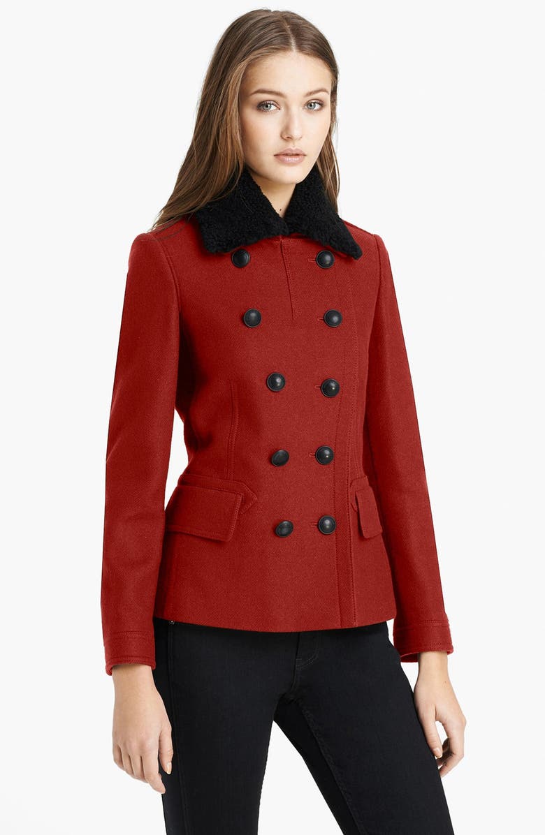 Burberry Brit 'Warneton' Double Breasted Wool Blend Jacket with ...
