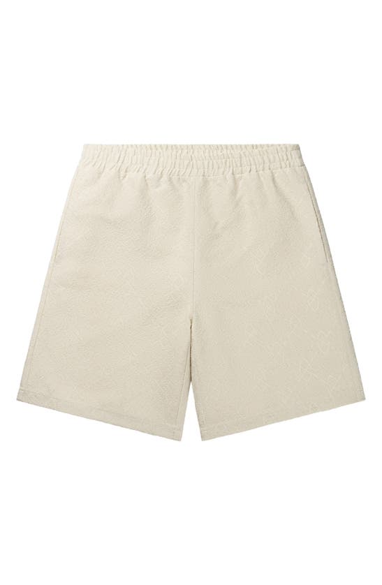Shop Daily Paper Shakir Elastic Waist Bouclé Shorts In Off White