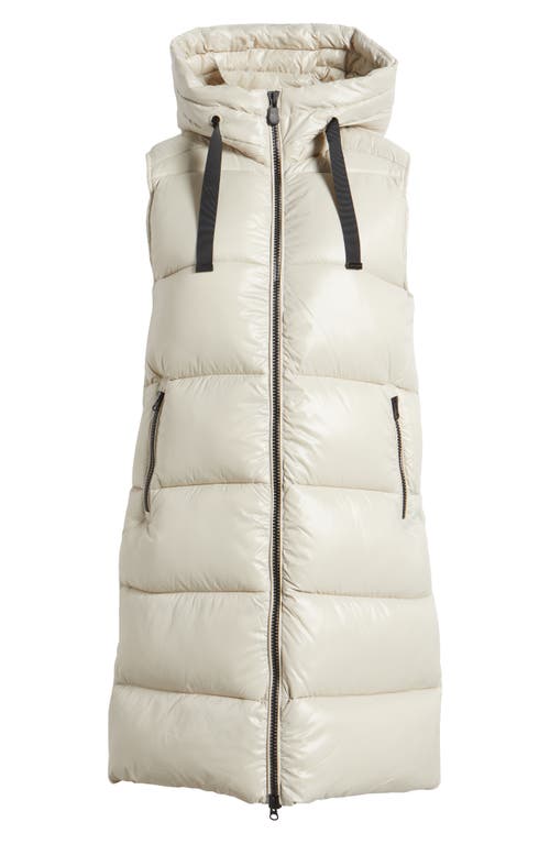 Save The Duck Iria Quilted Nylon Hooded Longline Vest in Rainy Beige 