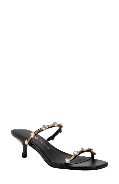 The Ladie Embellished Kitten Heel Slide Sandal in Black