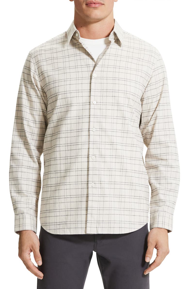 Theory Irving Plaid Cotton Flannel Button-Up Shirt | Nordstrom