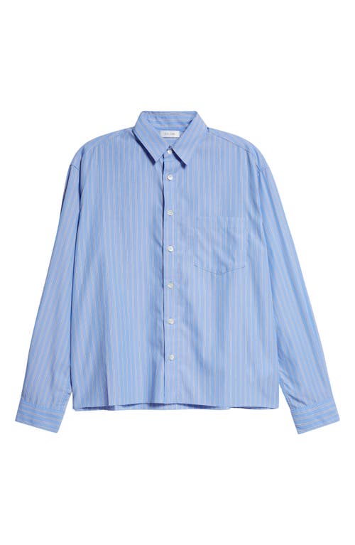 Shop John Elliott Stripe Cotton Poplin Button-up Shirt In Blue X Black