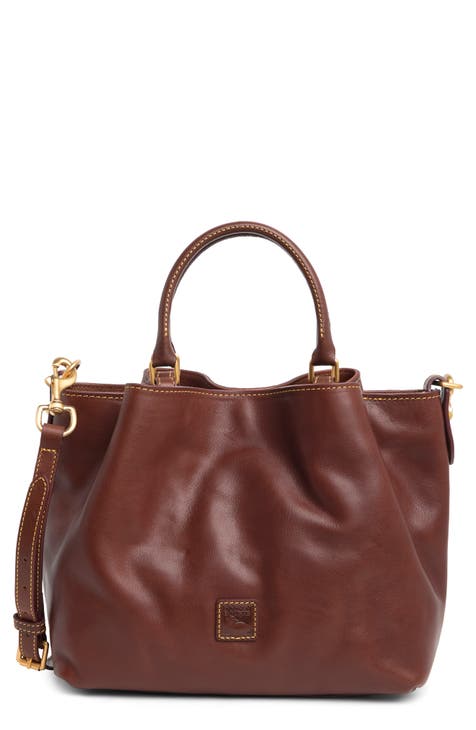 As Is Dooney & Bourke Florentine Leather Small Zipper Sac Chesnut