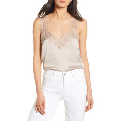 Chelsea28 Lace Trim Camisole, Brown