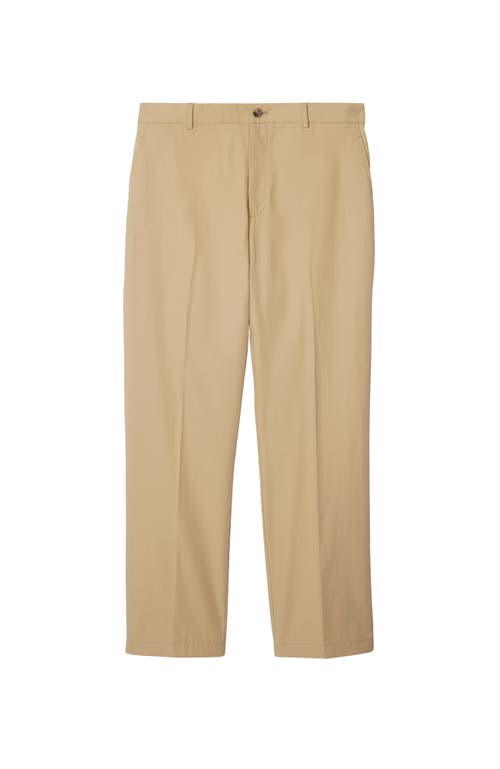 Burberry Logo-embroidered Cotton Chino Trousers In Flax