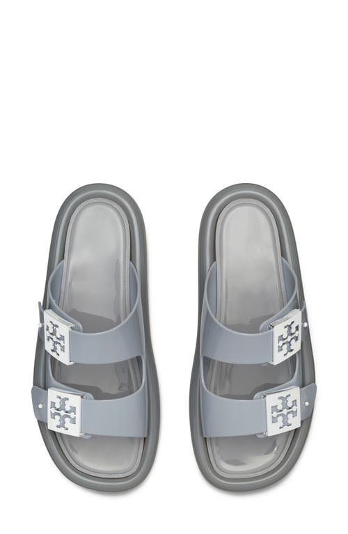 Shop Tory Burch Buckle Bubble Jelly Slide Sandal In Light Gray/silver